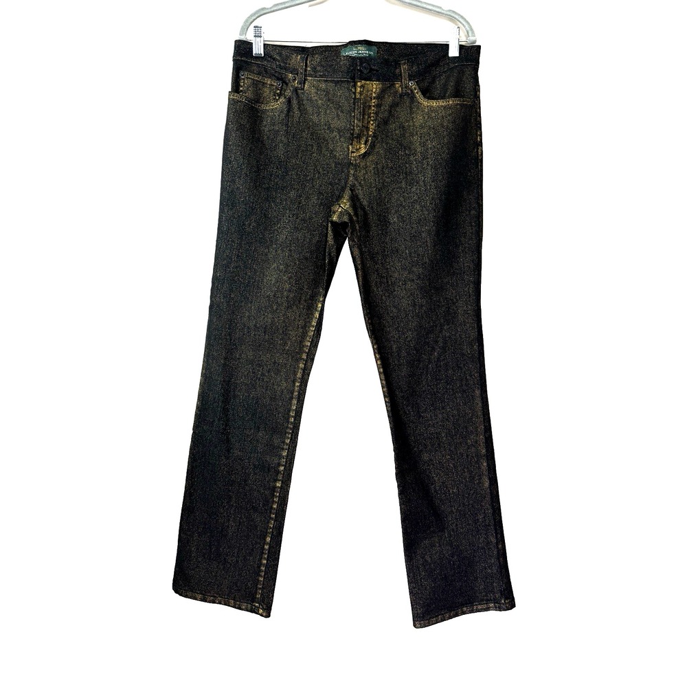 Lauren Ralph Lauren Women 12 Jeans Modern Straight Leg Metallic Indie Sleaze